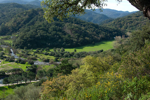 Foto des Blicks auf die Prado de la Escribana im Tal des Río Genal, Andalusien