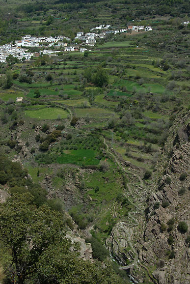 Blick auf die escarihuela de las minas und den Ort Busquistar