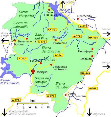 Übersichtskarte Naturpark Sierra de Grazalema