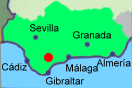 Übersichtskarte, auf der die Lage des Wandergebietes Tal des Río Genal in Andalusien dargestellt ist
